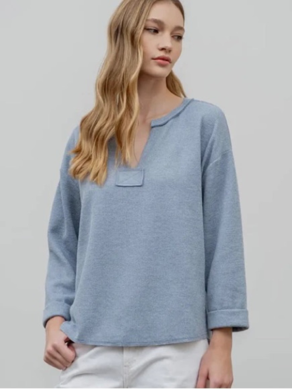 Blu Pepper Powder Blue Knit Top